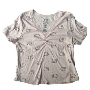 Sanrio Hello Kitty Light Pink Lace T-Shirt Crop-Top